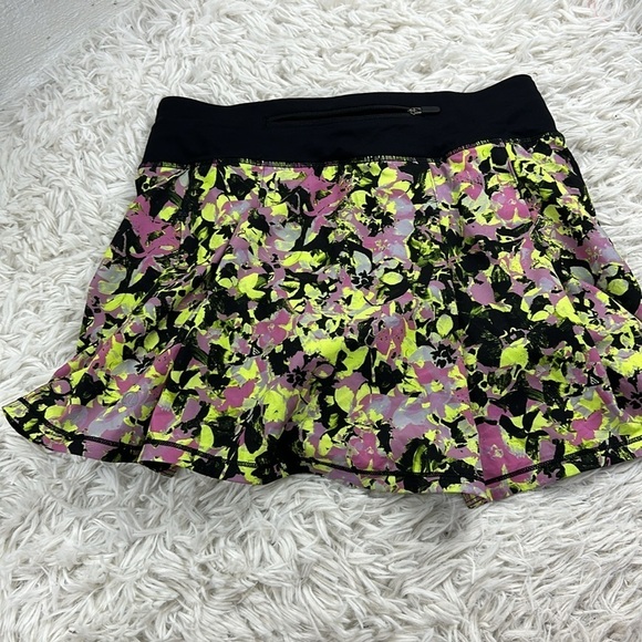 Lululemon Pace Rival Mid-Rise Skirt *Tall Inflected Highlight Yellow Multi / Bla - Picture 6 of 8